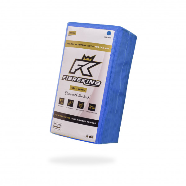 Fibre King FK-GLMCRFBR-BL-36 BLUE GOLD LABEL MICROFIBRE CLOTHS - 36 PACK
