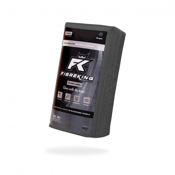 Fibre King FK-SLMCRFBR-BK-36 BLACK SILVER LABEL MICROFIBRE CLOTHS - 36 PACK