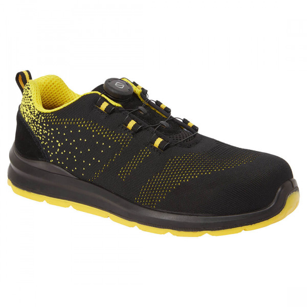 Portwest FT08BKY44 FT08 - COMPOSITELITE WIRE LACE SAFETY TRAINER KNIT S1P BLACK/YELLOW
