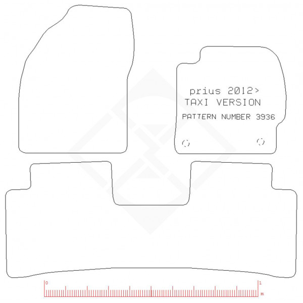 PMA PCFM2851R RUBBER TAILORED CAR MAT - TOYOTA PRIUS 2012-2016 TAXI VERSION 1 PIECE REAR -