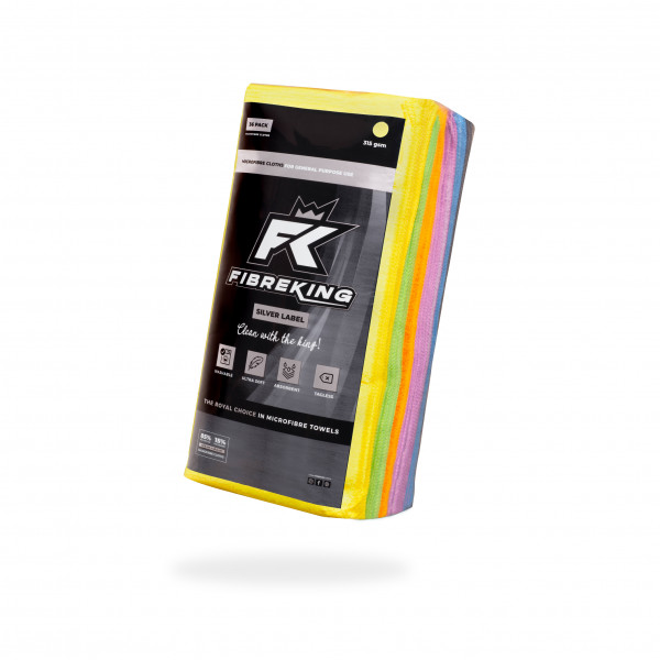 Fibre King FK-SLMCRFBR-MC-36 MULTI COLOUR SILVER LABEL MICROFIBRE CLOTHS - 36 PACK