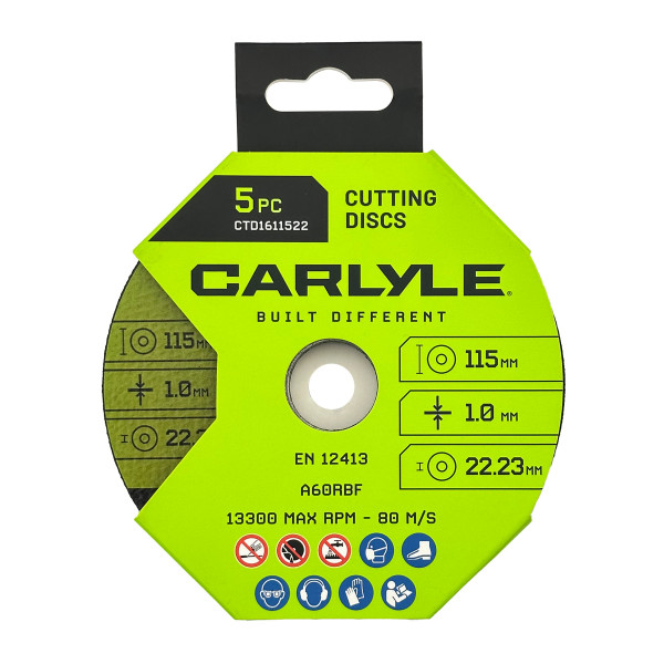 Carlyle CTD1611522 CUTTING DISC 115X1.0X22MM - PACK OF 5