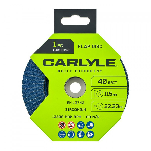 Carlyle FLD1152240 FLAP DISC 115X22MM BORE 40 GRIT 1PC