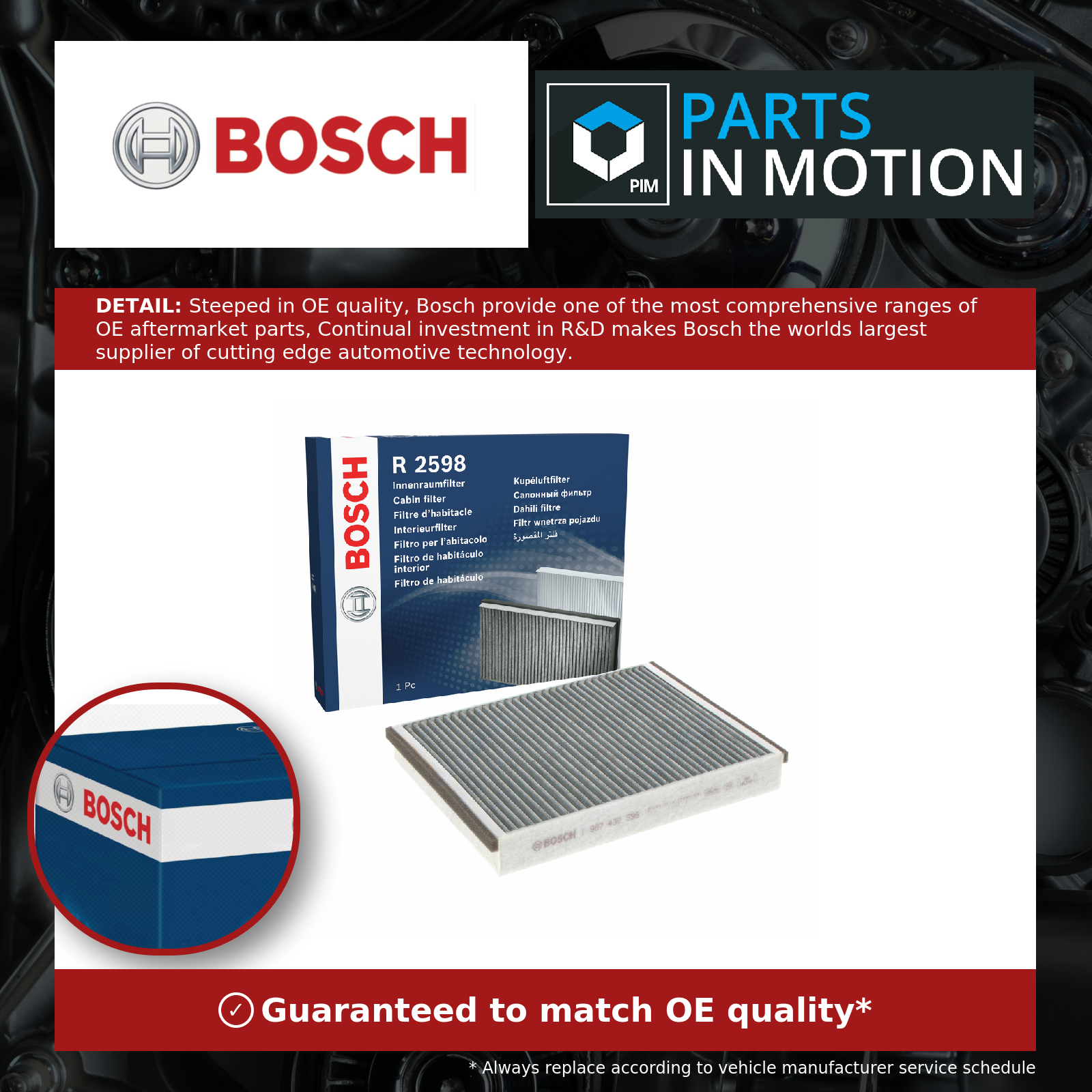 Bosch Pollen / Cabin Filter 1987432598 [PM877882]