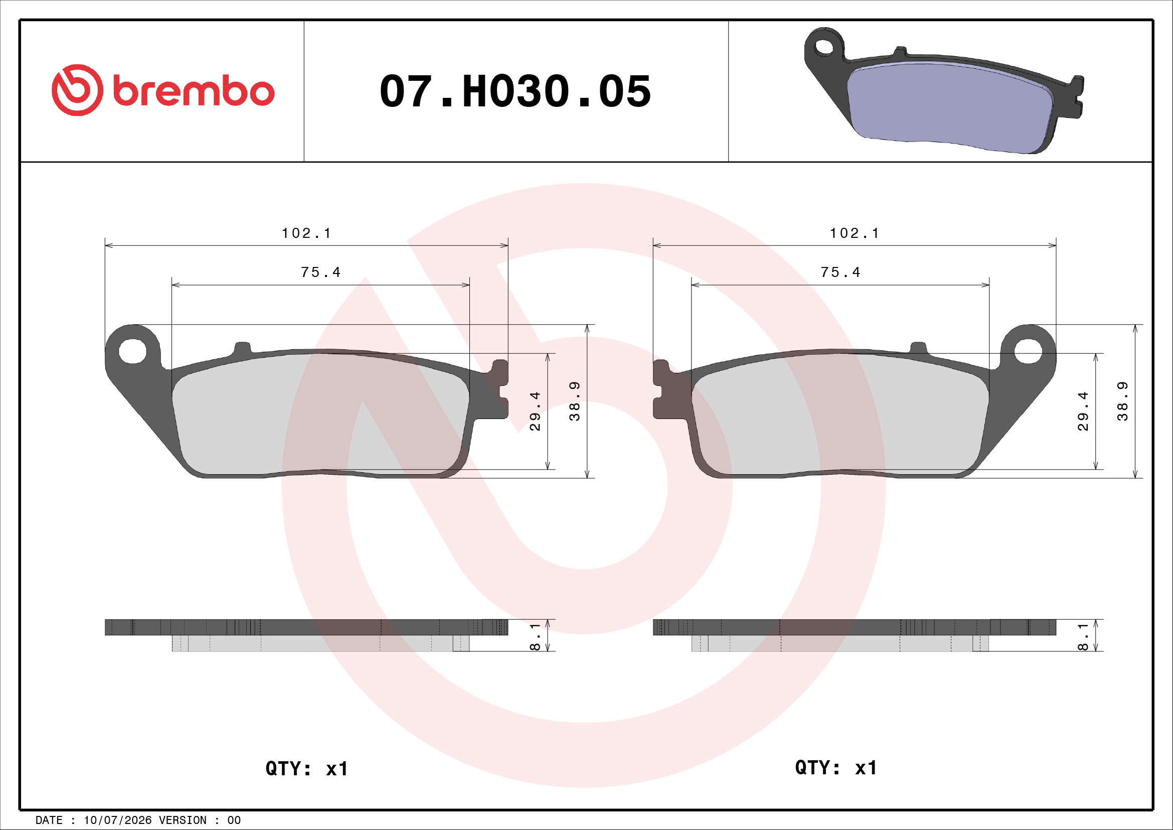 Brembo 07HO3005