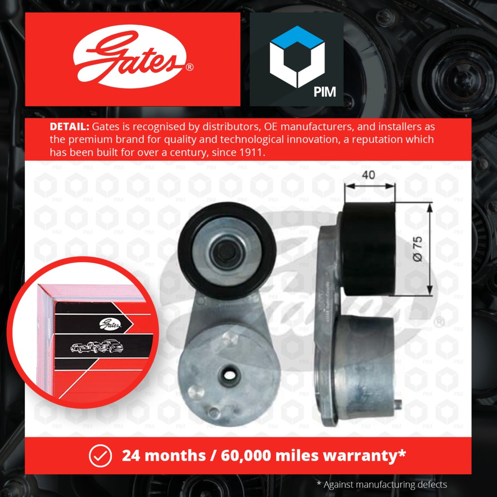 Gates Vribbed Belt Tensioner OE Quality Replacement T38607 for sale