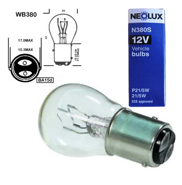 Neolux N380S 12v 21/5w Bay15d