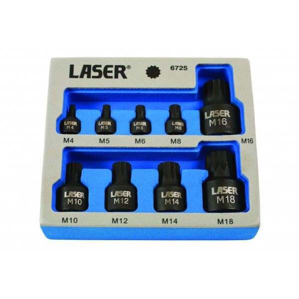 Laser 6725 Spline Socket Bit Set - Low Profile
