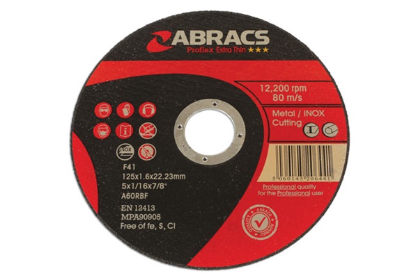 Abracs 32197 125x1.6mm Thin Cutting Discs Pk 10