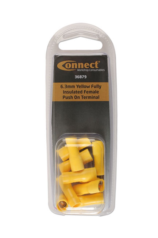 Connect 36879 6.3mm Yellow Insulated Female Terminal Pk 10