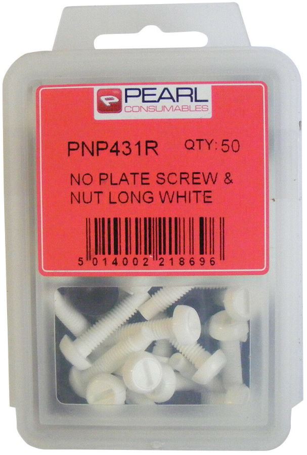 Pearl PNP431R No Plate Screws Nuts Lg White 50pk