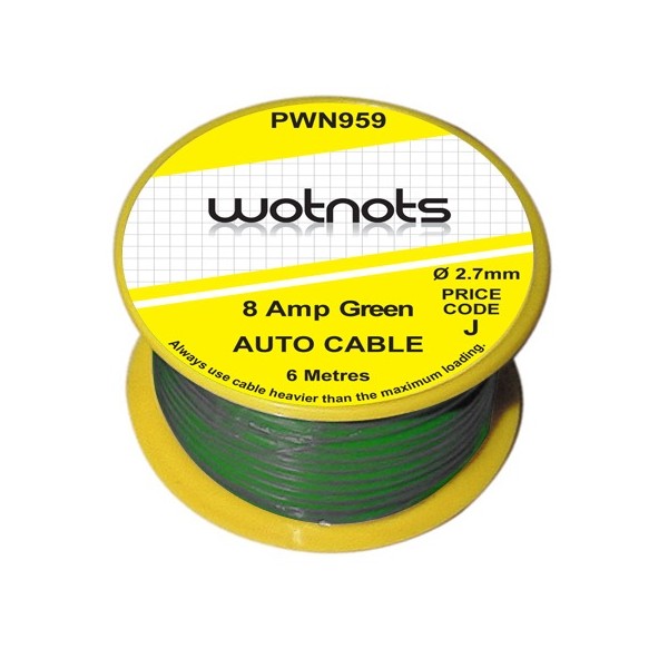 Wot-Nots PWN959 Wiring Cable Reel 8 Amp Green 6m